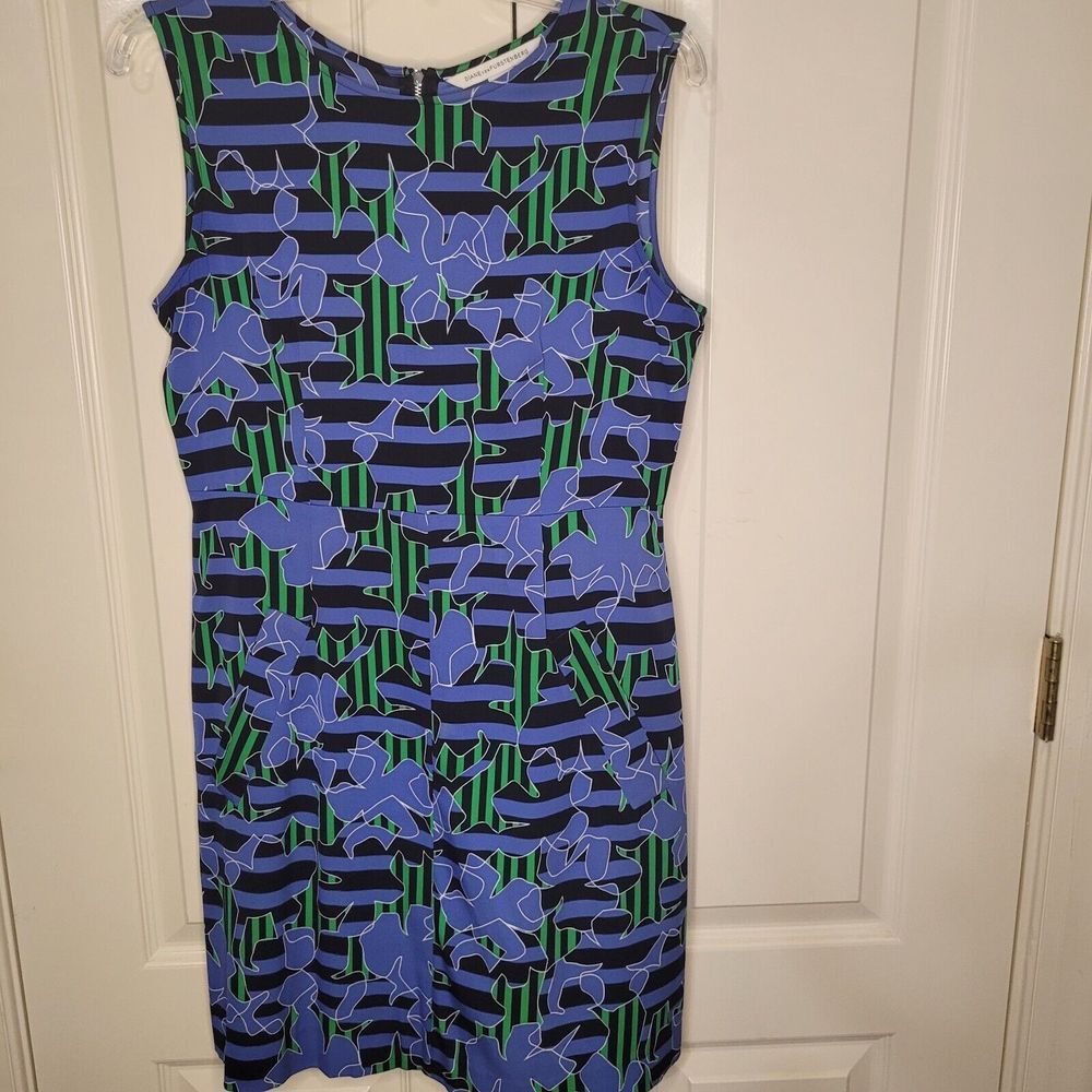 Diane Von Furstenberg Sleeveless Mini Sheath Dress Sz 8 Zip Back Silk Blend